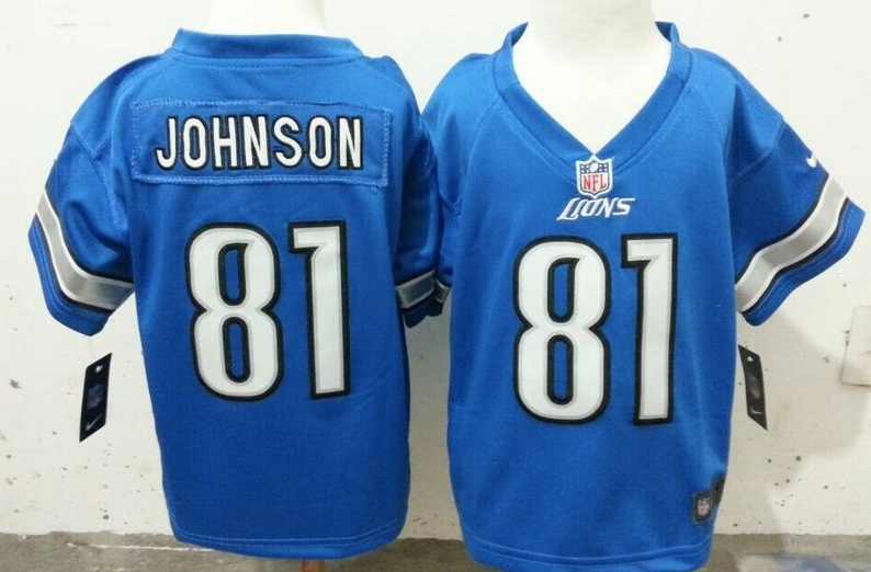 Nike Detroit Lions #81 Johnson Blue Youth Jersey 2-5Y