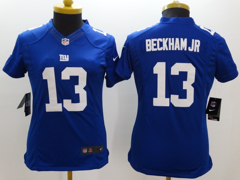 Nike New York Giants 13# Beckham jr Blue Team Color Womens NFL Limited Jersey
