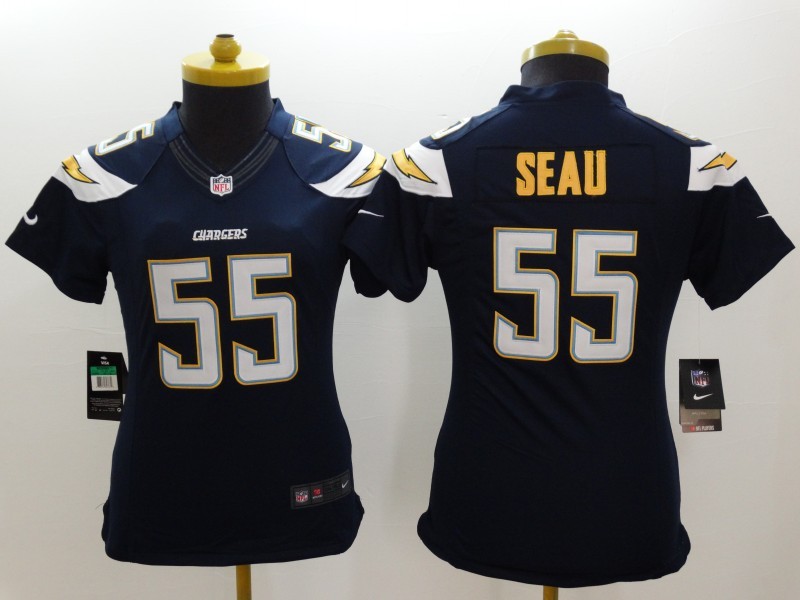 2014 NEW Nike San Diego Charger #55 Seau DK Blue Team Color Womens NFL Limited Jersey 