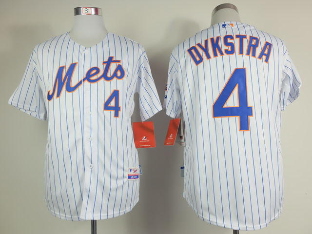 MLB New York Mets #4 Dykstra White Blue Pinstripe 2015 Jersey