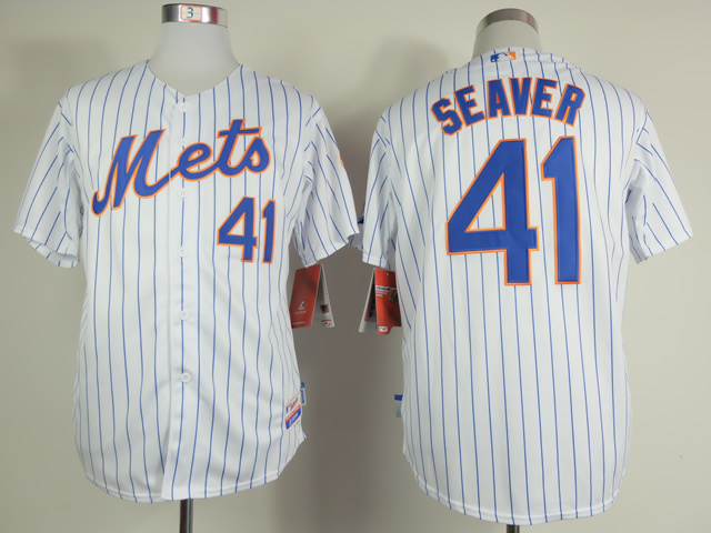 MLB New York Mets #41 Seaver White Blue Pinstripe 2015 Jersey