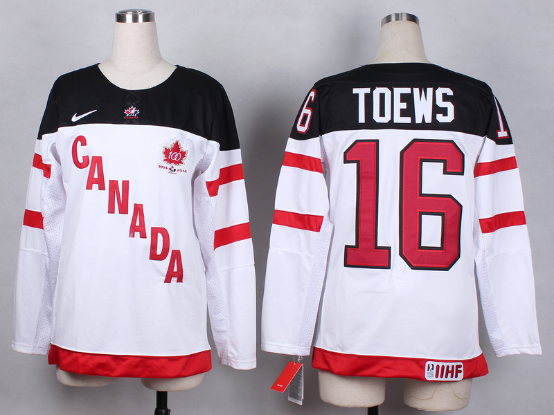 NHL Canada #16 Toews White Color Women 100th anniversary Jersey