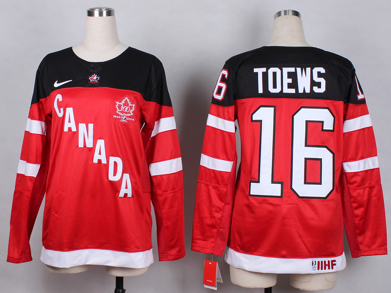 NHL Canada #16 Toews Red Color Women 100th anniversary Jersey