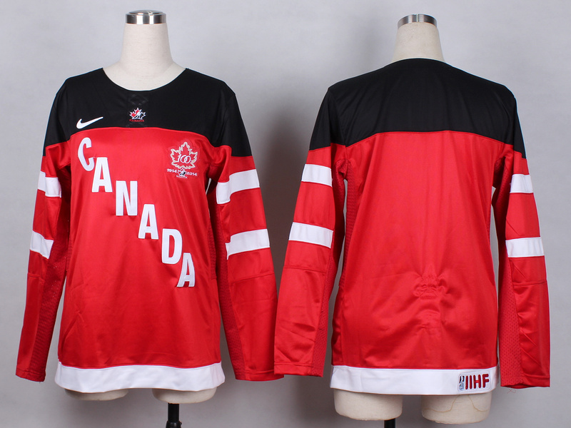 NHL Canada Blank Red Color Women 100th anniversary Jersey