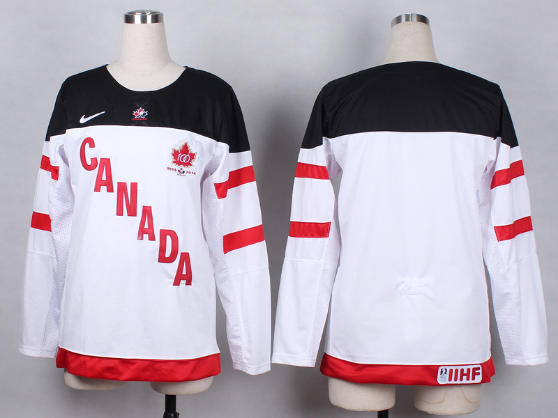 NHL Canada Blank White Color Women 100th anniversary Jersey