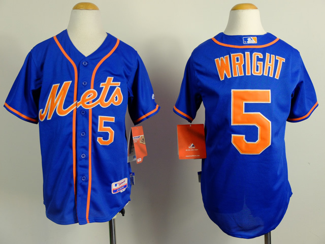 MLB New York Mets #5 Wright Blue Youth Jersey