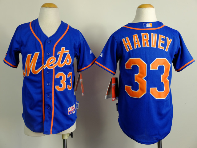 MLB New York Mets #33 Harvey Blue Youth Jersey