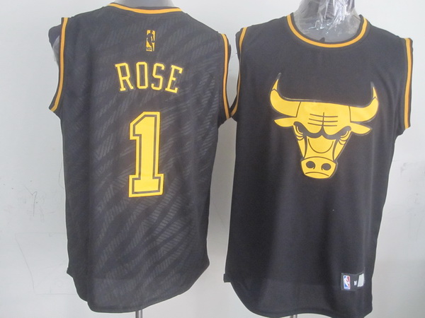 NBA Chicago Bulls #1 Rose Black Zebra Jersey