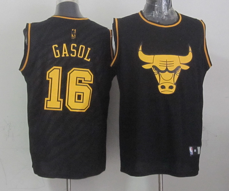 NBA Chicago Bulls #16 Gasol Black Zebra Jersey