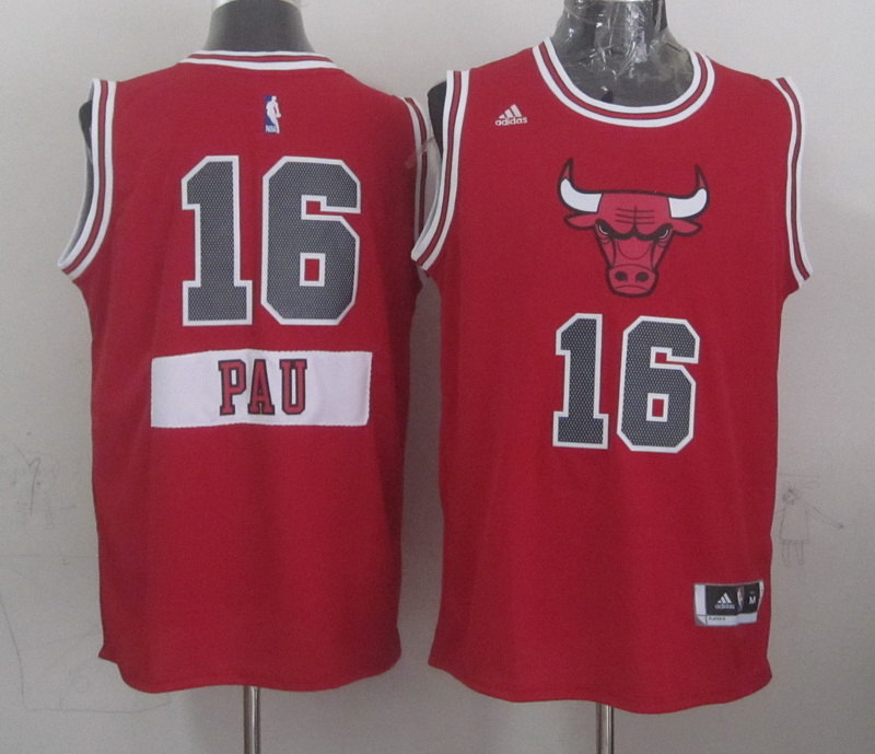 NBA Chicago Bulls #16 Pau Red Christmas 2015 Jersey