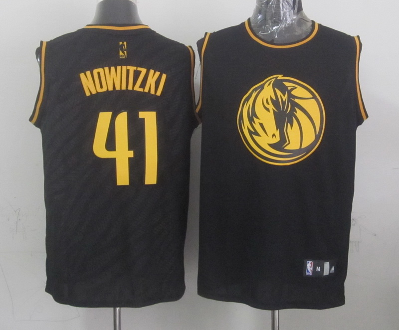 NBA Dallas Mavericks #41 Nowitzki Black Zebra Jersey