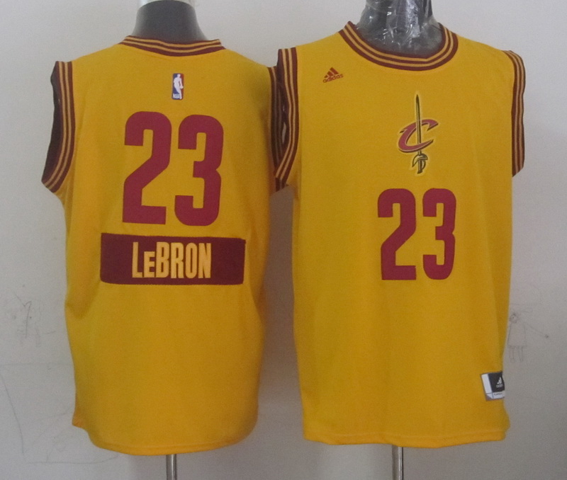 NBA Cleveland Cavaliers #23 Lebron Yellow Christmas 2015 Jersey