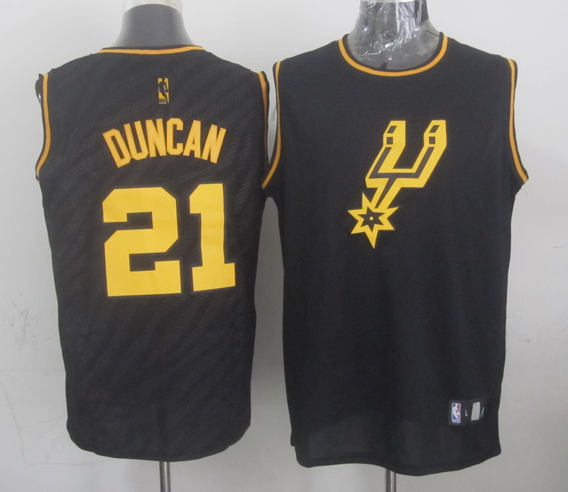 NBA NBA San Antonio Spurs #21 Duncan Black Zebra Jersey