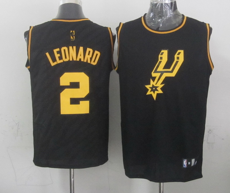 NBA NBA San Antonio Spurs #2 Leonard Black Zebra Jersey