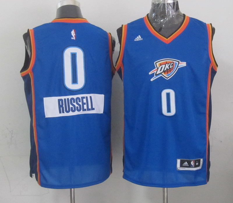 NBA Oklahoma City Thunder #0 Russell Blue Christmas 2015 Jersey
