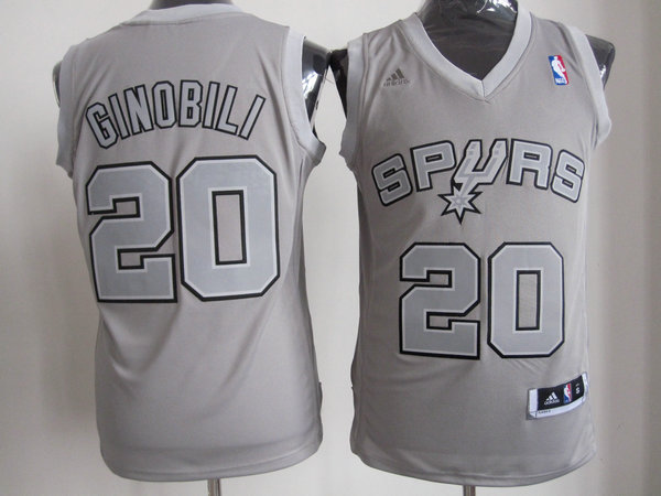 NBA Adidas San Antonio Spurs #20 Ginobili Grey Jersey