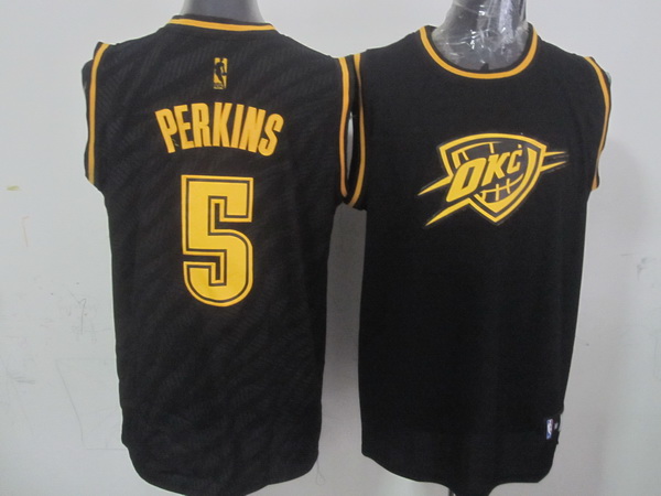 NBA Oklahoma City Thunder #5 Perkins Black Zebra Jersey