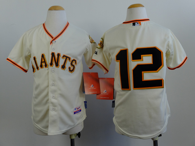 MLB San Francisco Giants #12 Panik Kids Cream  Jersey