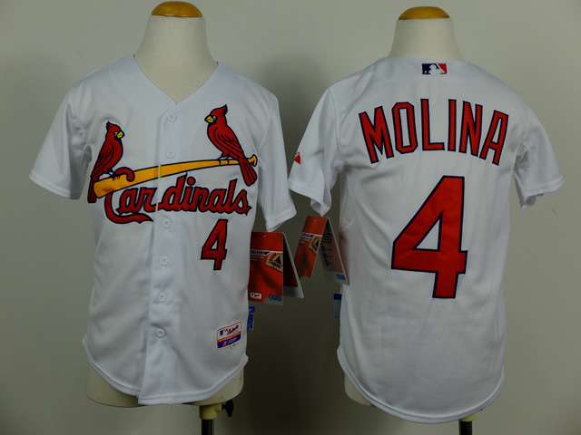 MLB St. Louis Cardinals #4 Molina White Youth Jersey