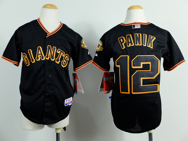 MLB San Francisco Giants #12 Panik Kids Black  Jersey