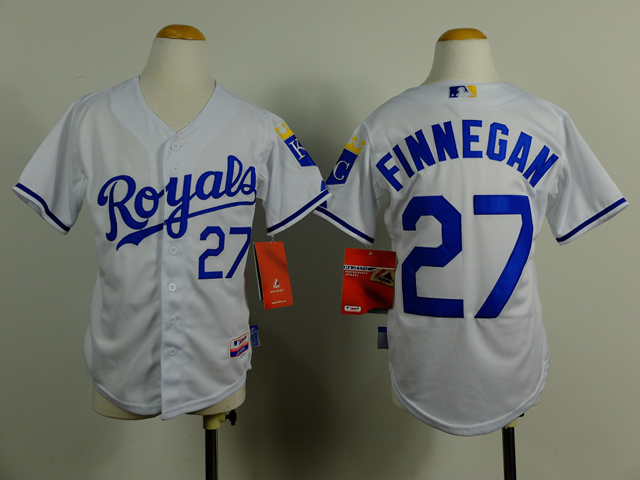 MLB MLB Kansas City Royals #27 Finnegan White Youth Jersey