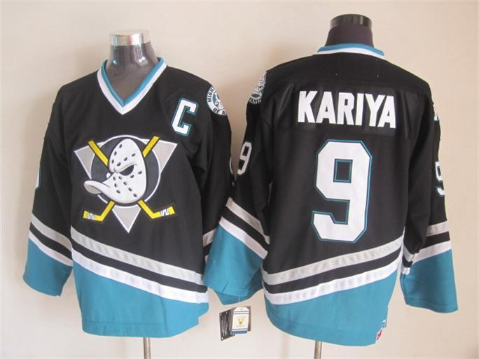 NHL Anaheim Ducks #9 Kariya Black Jersey with C Patch 