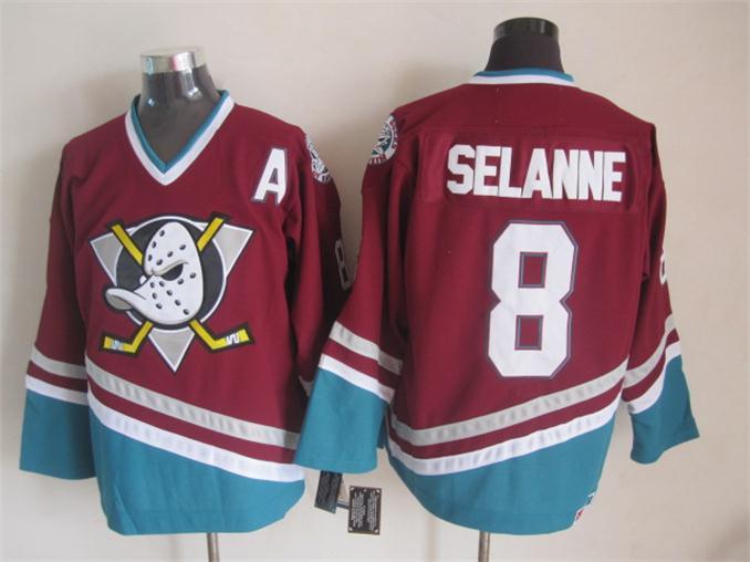 NHL Anaheim Ducks #8 Selanne Red Jersey with A Patch