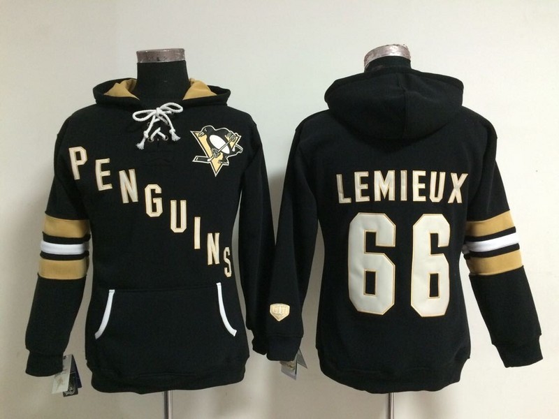 NHL Pittsburgh Penguins #66 Lemieux Black Women Hoodie