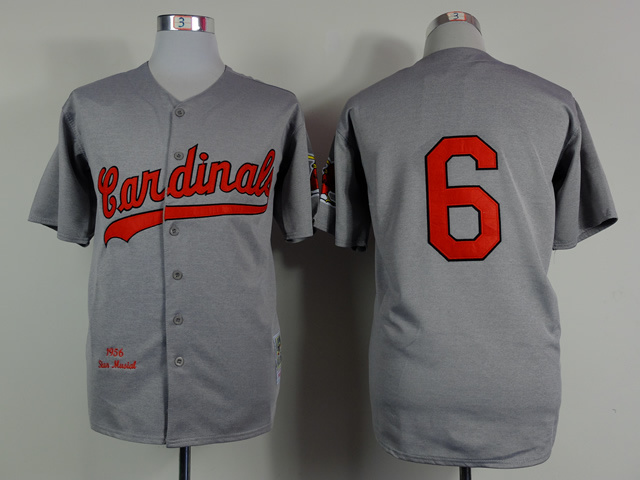 MLB St. Louis Cardinals #6 Stan Musial Grey Cotten 1956 Jersey