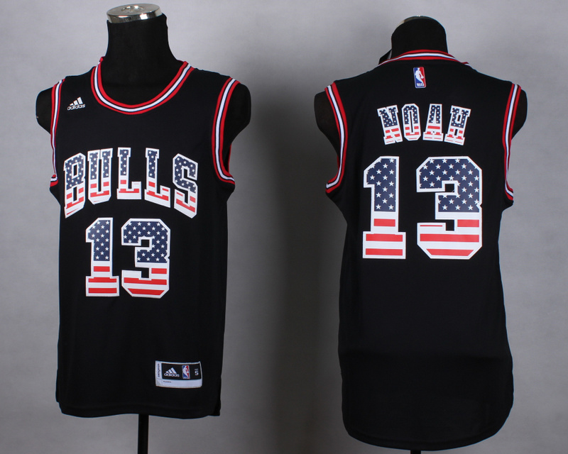 NBA Chicago Bulls #35 Noah Black USA Flag Jersey