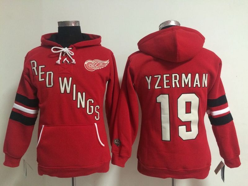 NHL Detroit Red Wings #19 Yzerman Red Women Hoodie