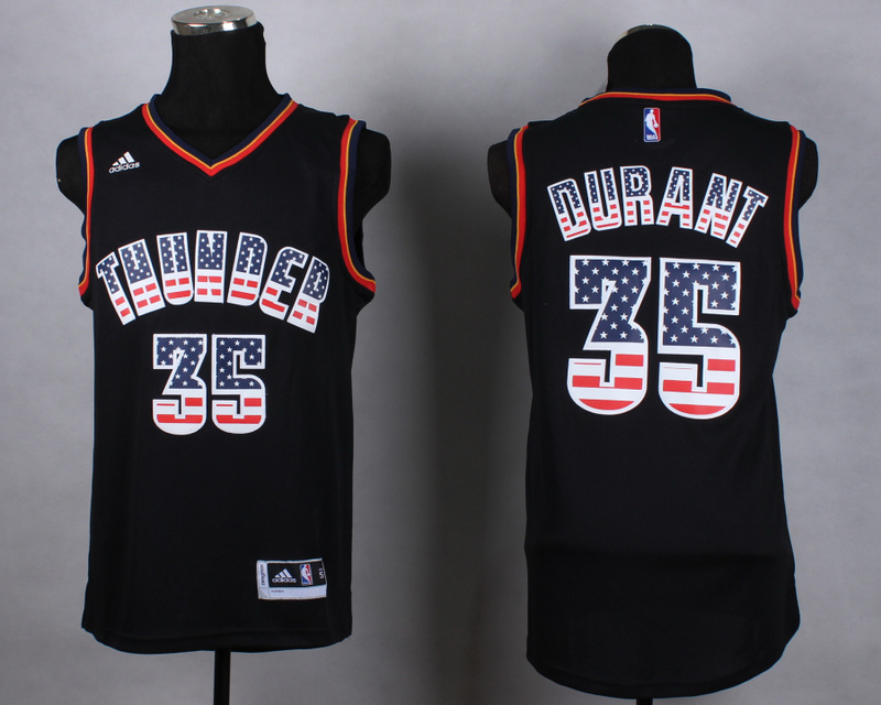 NBA Oklahoma City Thunder #35 Durant Black USA Flag Jersey