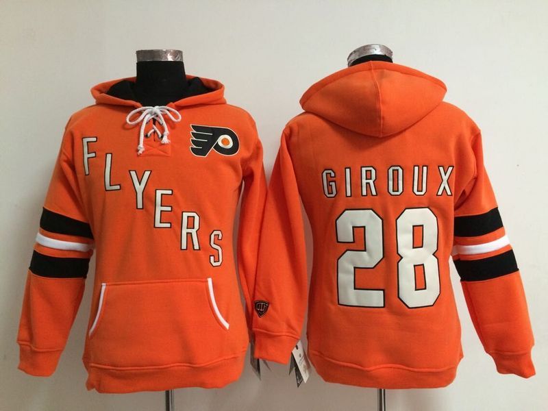 NHL Philadelphia Flyers #28 Giroux Orange Women Hoodie