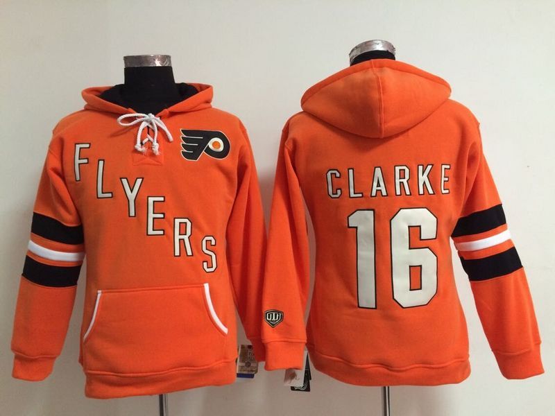 NHL Philadelphia Flyers #16 Clarke Orange Women Hoodie