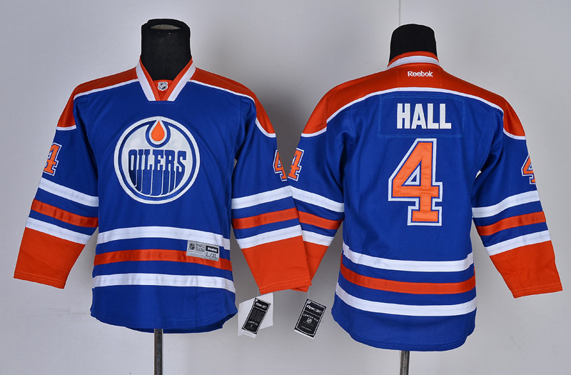 NHL Edmonton Oilers #4 HALL Blue Kids jersey