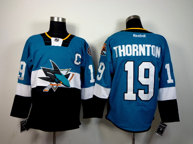 NHL San Jose Sharks #19 Thornton Blue Jersey with C Patch