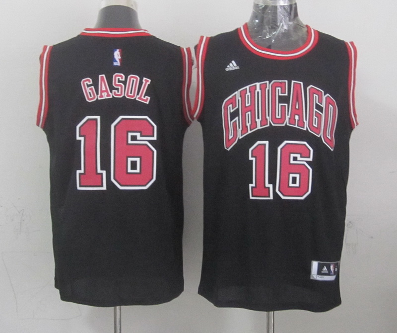 NBA Chicago Bulls #16 Gasol Black Jersey