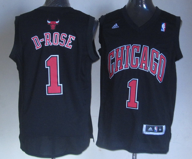 NBA Chicago Bulls #1 D-Rose Black Jersey