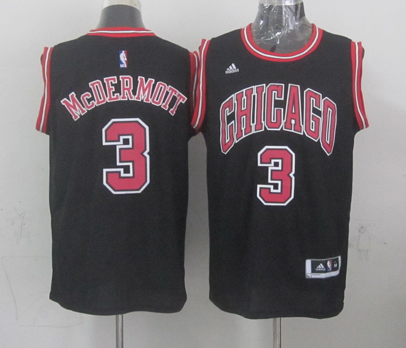 NBA Chicago Bulls #3 McDermott Black Jersey