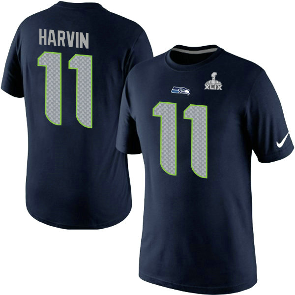 Nike Seattle Seahawks #11 Harvin Blue Superbowl T-Shirt