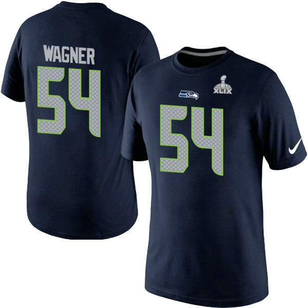 Mens Seattle Seahawks Wagner Nike College Navy Super Bowl XLIX Player Pride Name & Number T-Shirt 