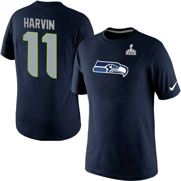 Nike Seattle Seahawks #11 Harvin Blue Superbowl T-Shirt 1