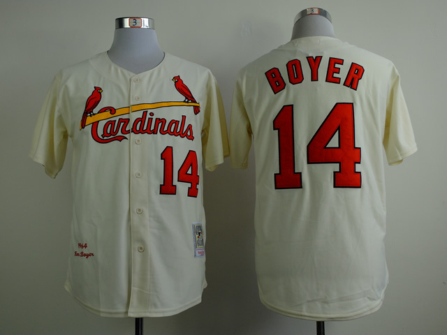 MLB St. Louis Cardinals #14 Boyer Throwback Cream Jersey