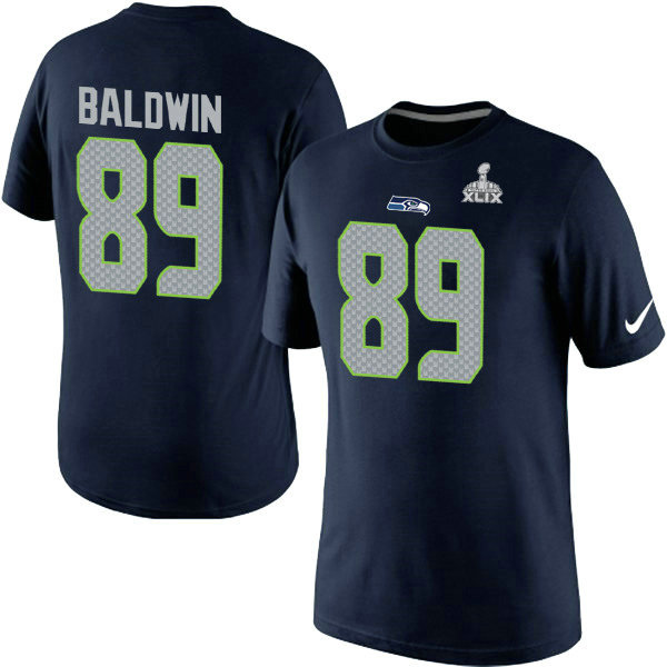 Mens Seattle Seahawks Baldwin Nike College Navy Super Bowl XLIX Pride Player Name & Number T-Shirt2 