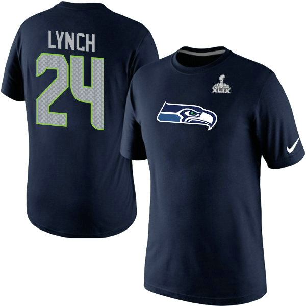 Nike Seattle Seahawks #24 Lynch Blue Superbowl T-Shirt