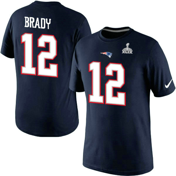 Nike New England Patriots #12 Brady Blue Superbowl T-Shirt