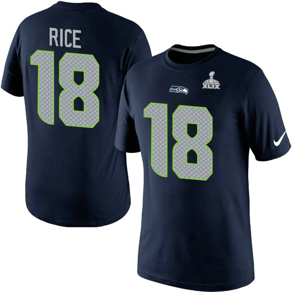 Nike Seattle Seahawks #18 Rice Blue Superbowl T-Shirt 1