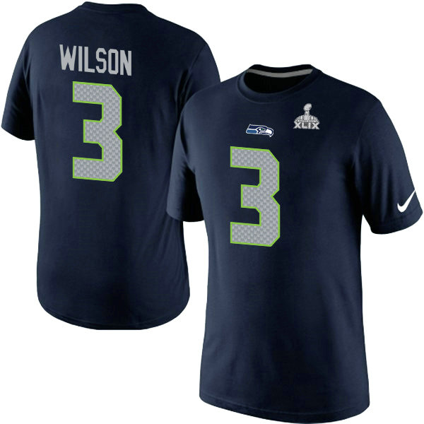 Nike Seattle Seahawks #3 Wilson Blue Superbowl T-Shirt