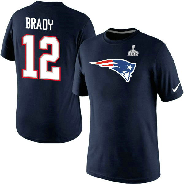 Nike New England Patriots #12 Brady Blue Superbowl T-Shirt 1