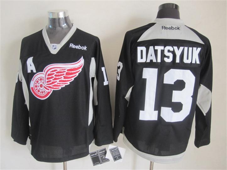 Reebok NHL Detroit Red Wings #13 Datsyuk Black Jersey